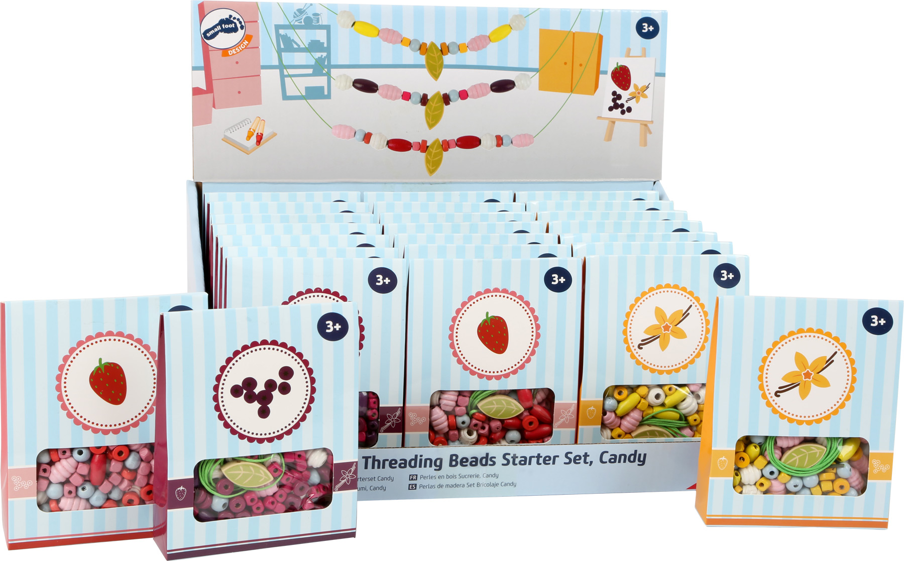 small foot Displej drevené koráliky Candy 24 ks
