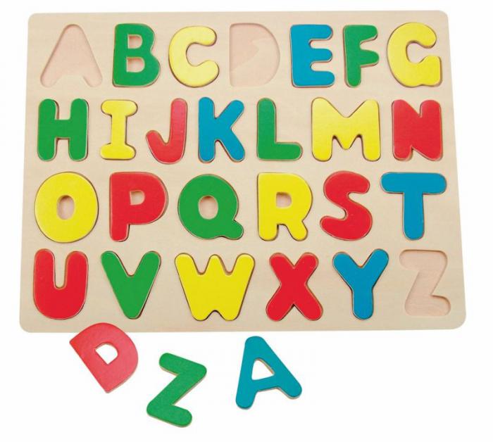 Bino Drevené vkladacie puzzle abeceda