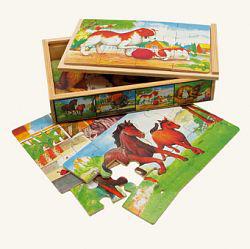 Puzzle zvieratká v drevenej krabičke