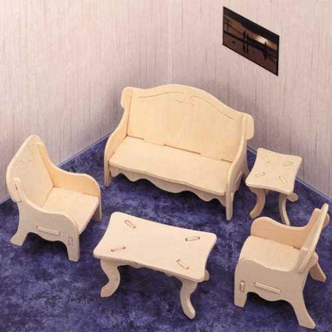 Woodcraft Drevené 3D puzzle obývačka