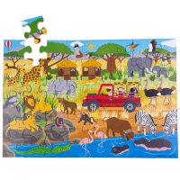 Bigjigs Toys Podlahové puzzle Africké dobrodružné 48 dielikov