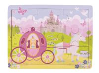 Bigjigs Toys Drevené puzzle princezná s kočiarom