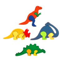 Fauna Drevené vkladacie puzzle z masívu sada dinosaury 4 ks