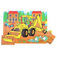 Bigjigs Toys Drevené puzzle bager 9 dielikov