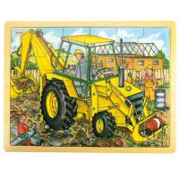 Bigjigs Toys Drevené puzzle bager 24 dielikov