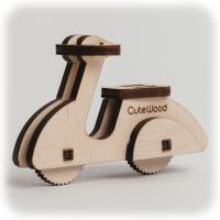 CuteWood Drevené 3D puzzle Moped